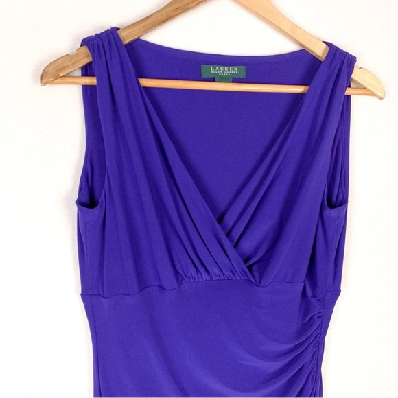 Ralph Lauren Purple V-Neck Cocktail Dress - Picture 3 of 8